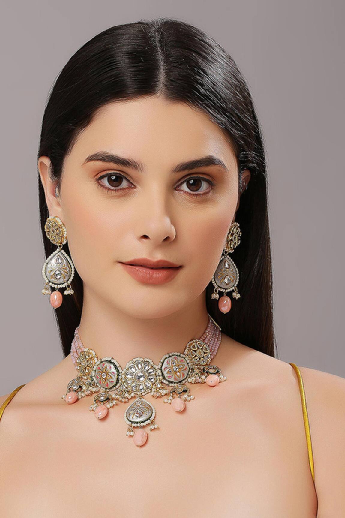Tad Accessories Stone Embellished Choker & Earring Set