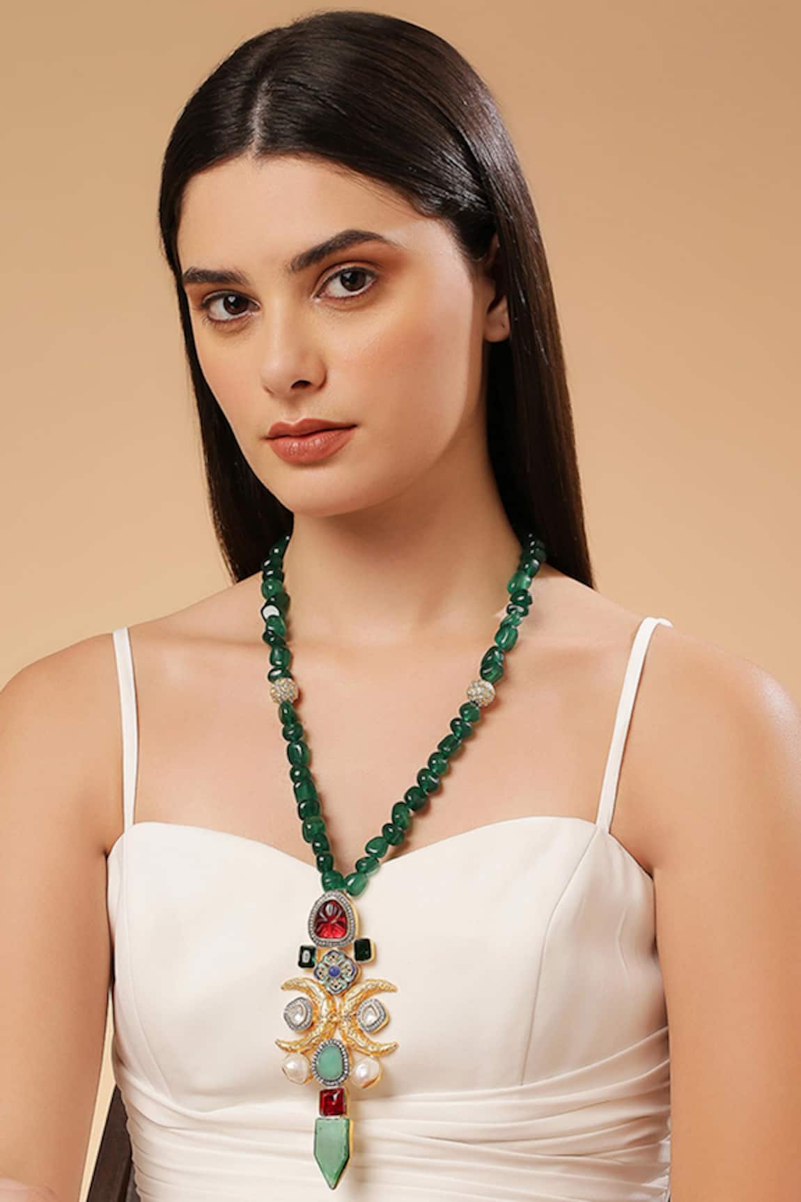 Tad Accessories Multi Color Kundan Pendant Necklace