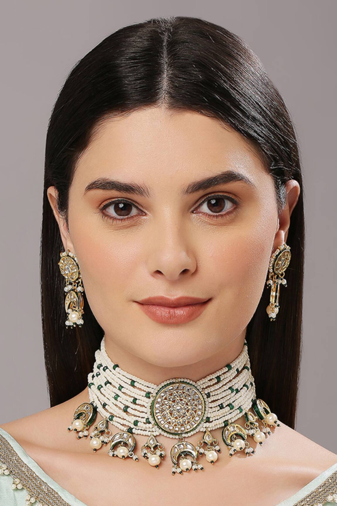 Tad Accessories Kundan Bead Embellished Choker Set