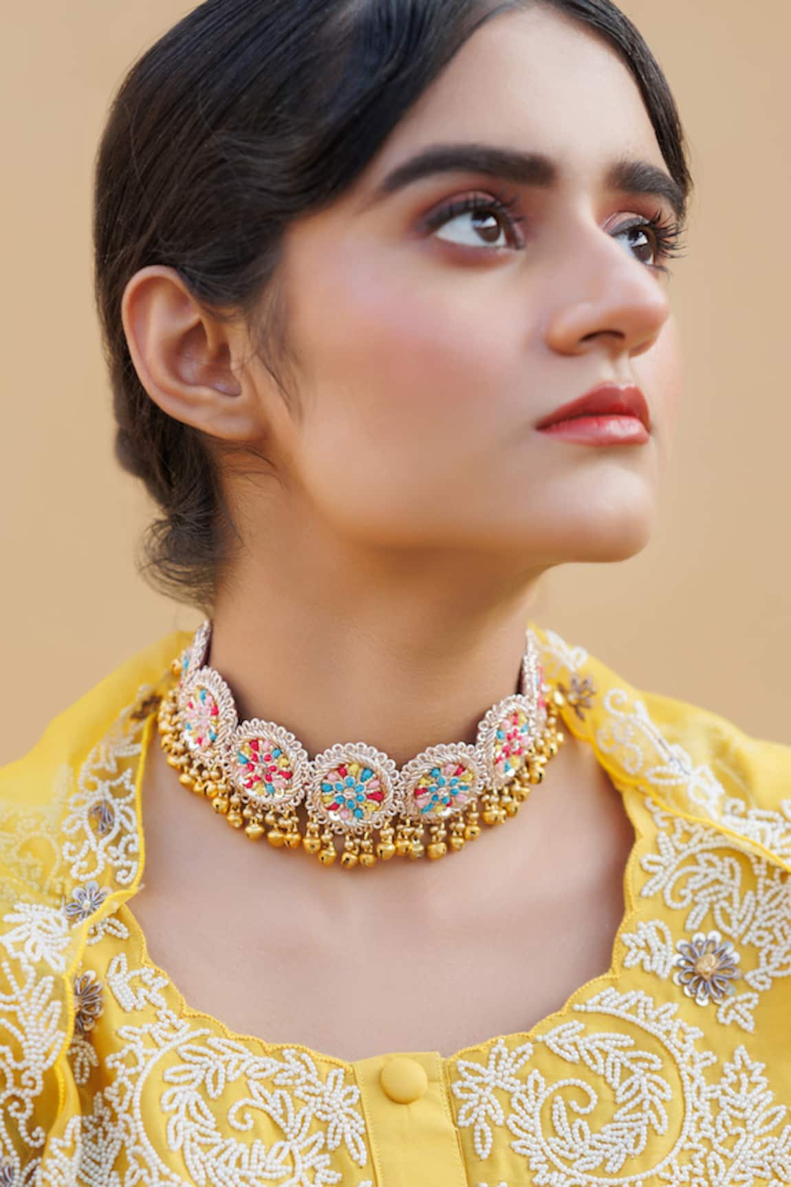 Kanyaadhan By Dhirajaayushi Multi Color Bloom Choker Necklace