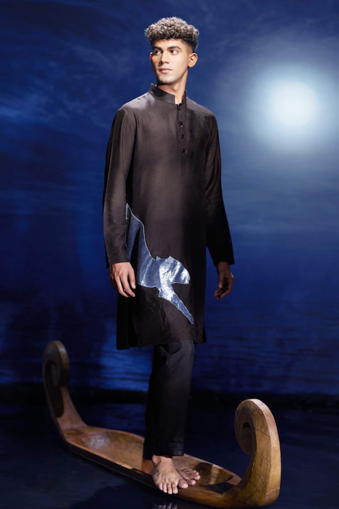 Eleven Brothers Black Sequin Embroidered Kurta Set