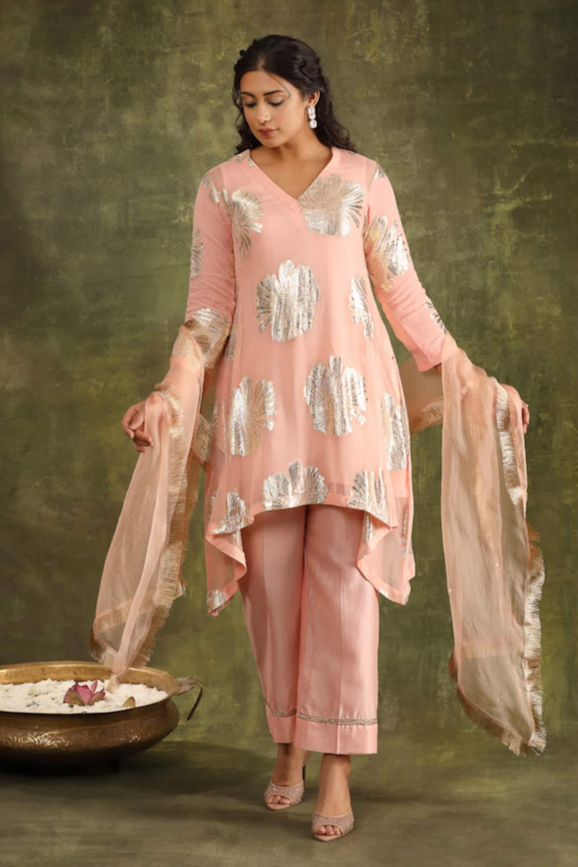 Trendy tokari Floral Asymmetric Kurta Set 