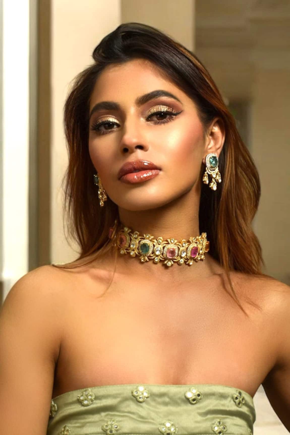 Amaara Jewels Multi Color Moissanite Choker Set