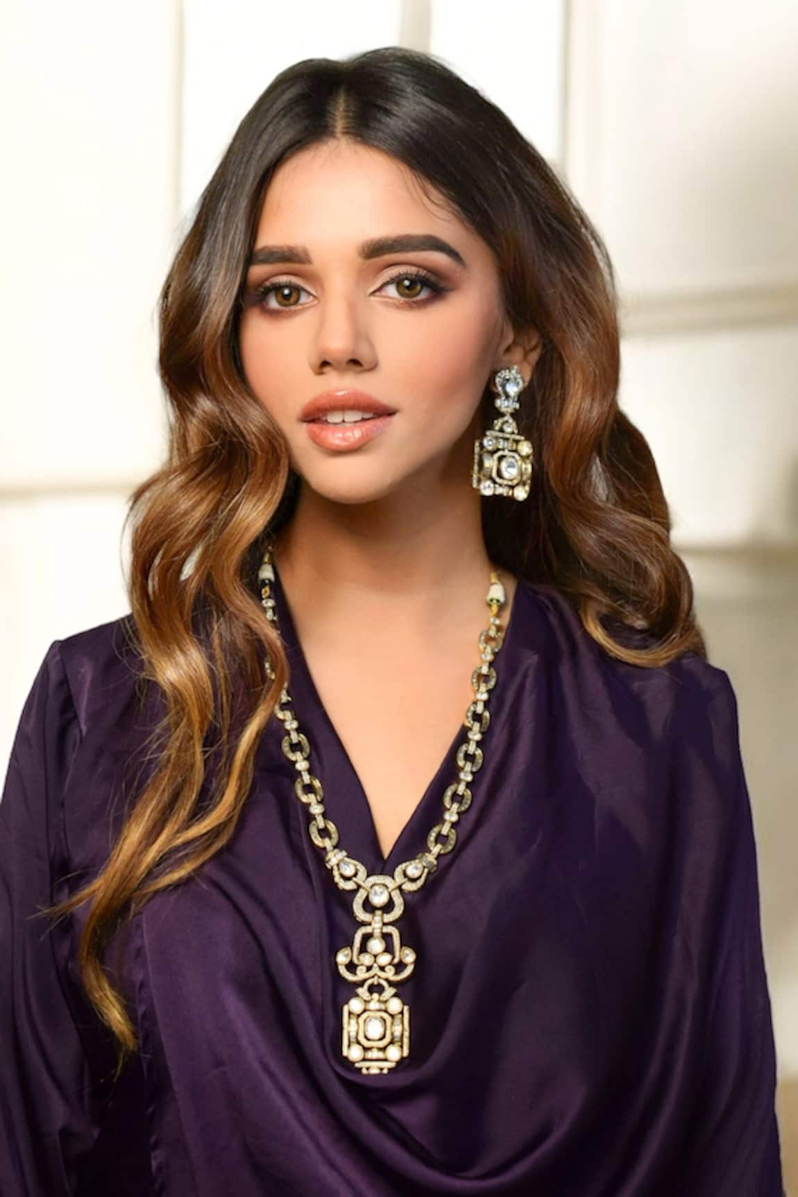 Amaara Jewels Gold Tone Moissanite Necklace & Earring Set