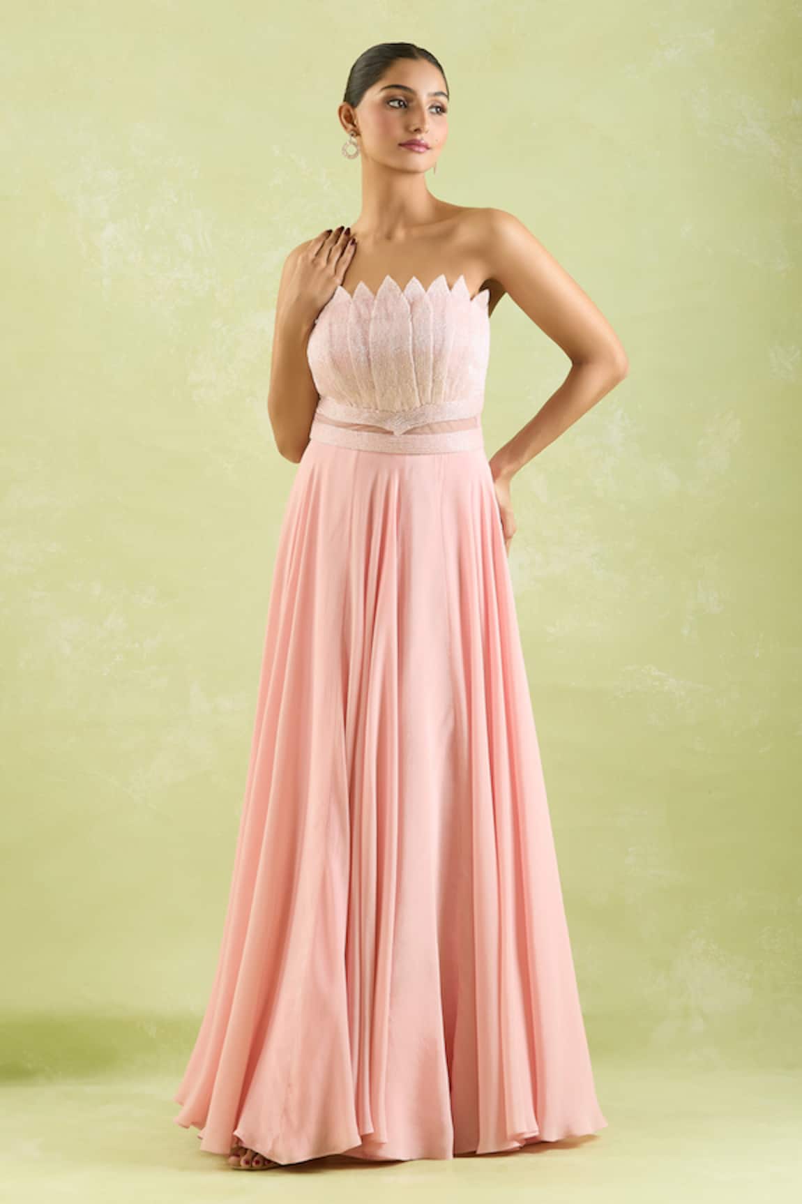 Samyukta Singhania Pink Pleated Flare Gown 