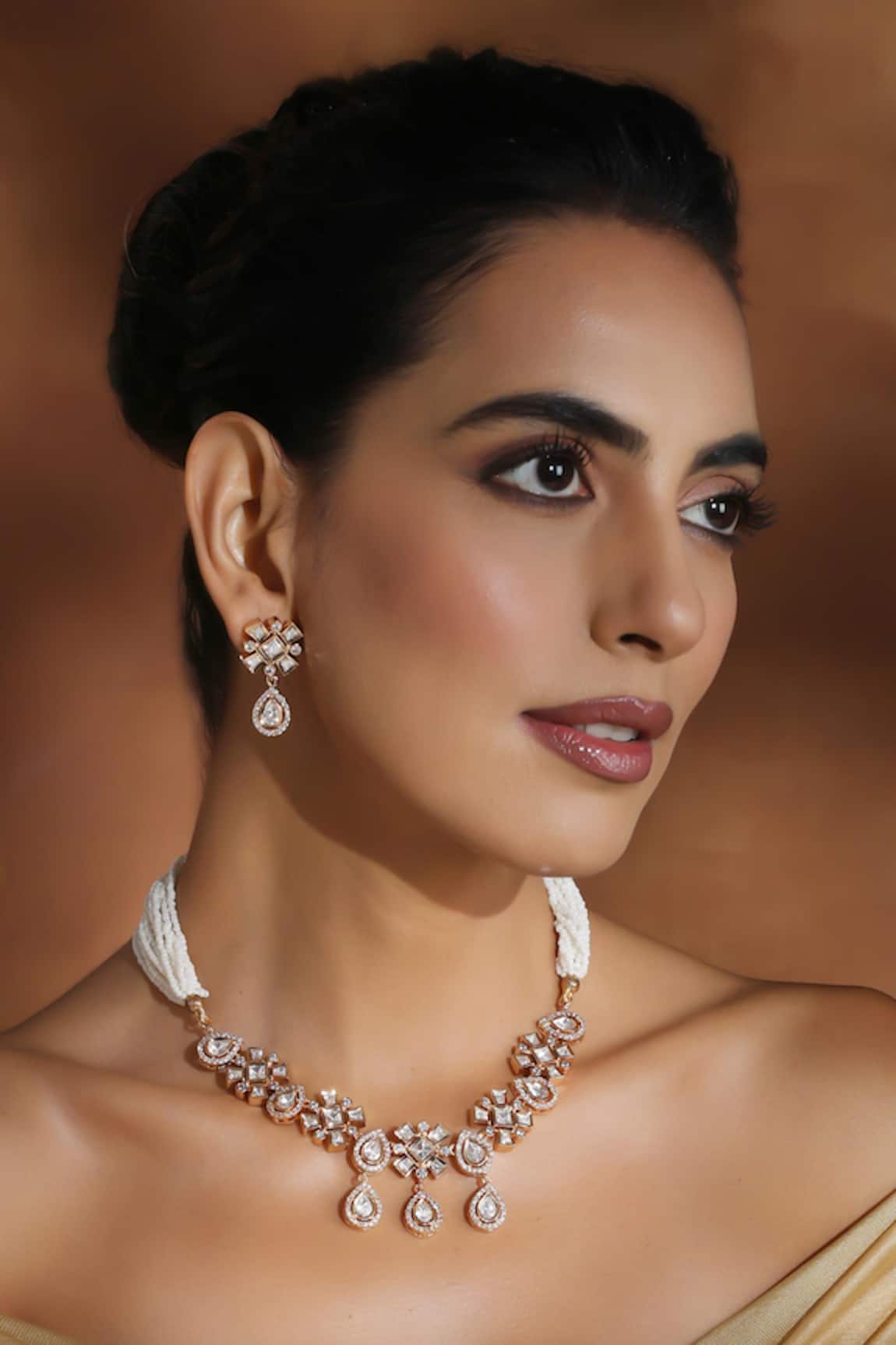 Swabhimann Floral Polki Multistrand Necklace Set 