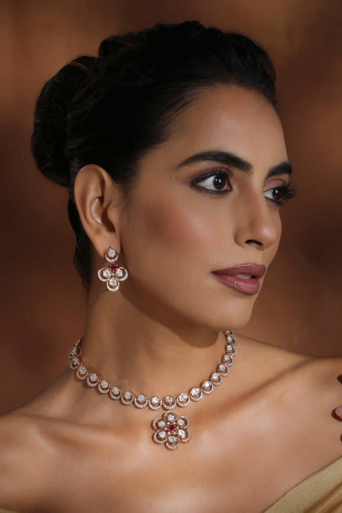 Swabhimann Floral Polki Necklace Set 