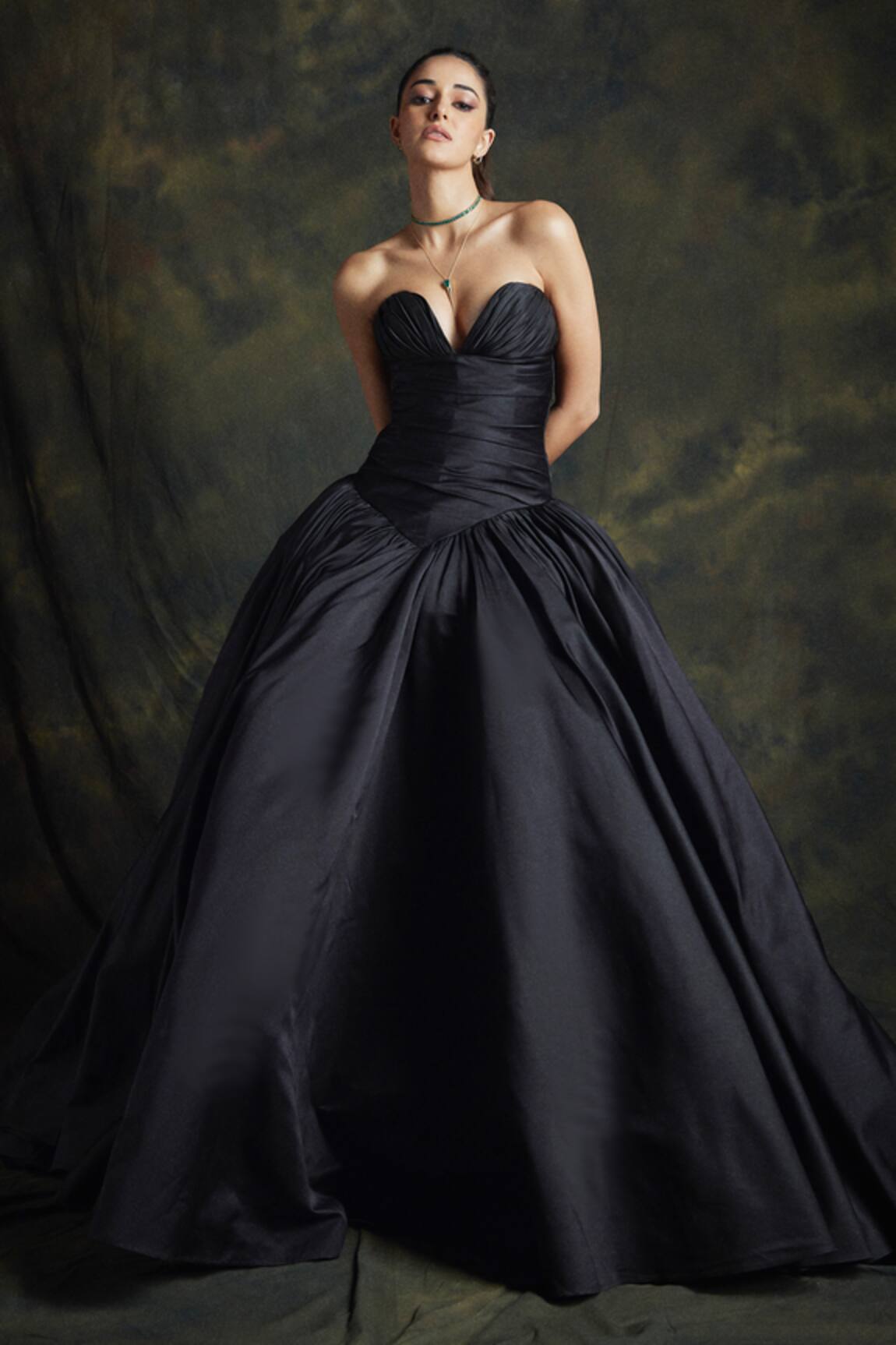 Gauri & Nainika Black Strapless Sweetheart Gown
