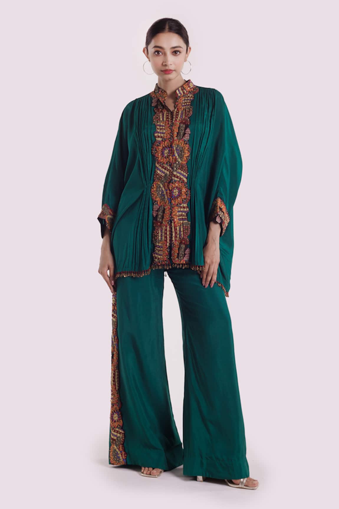 Onaya Embroidered Sequin Batwing Sleeve Set