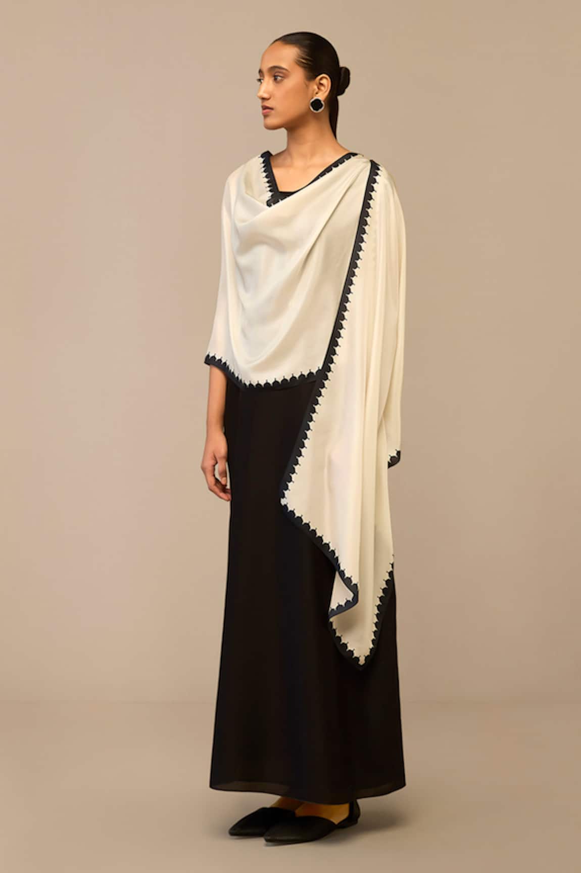 AMPM Ivory Minaret Patterned Border Scarf 