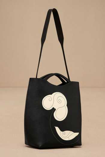 Ampm Black Inlay Work Tote Bag