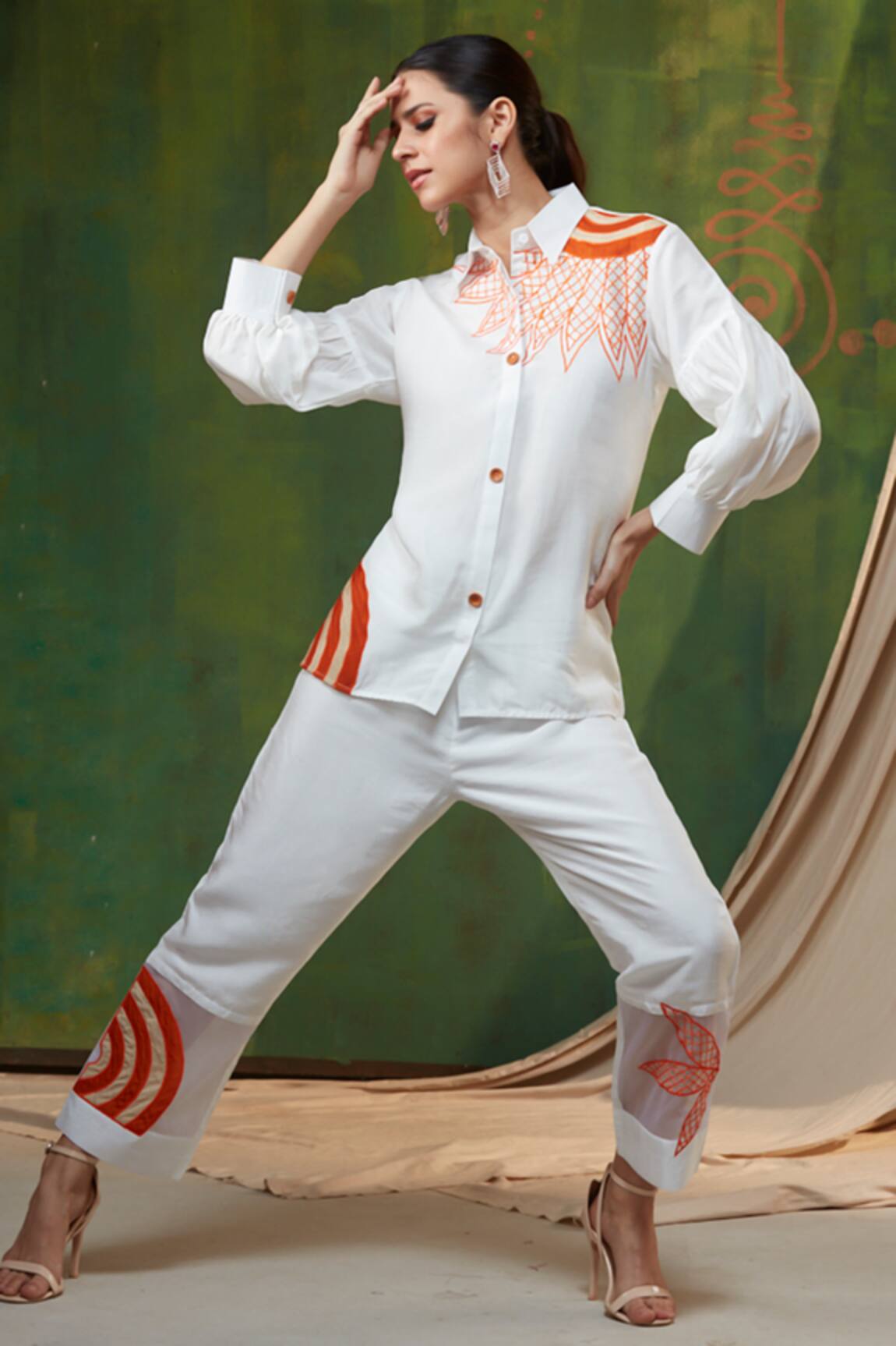 Shagun Nagi The Label Sunflower Applique Embroidered Shirt & Pant Set