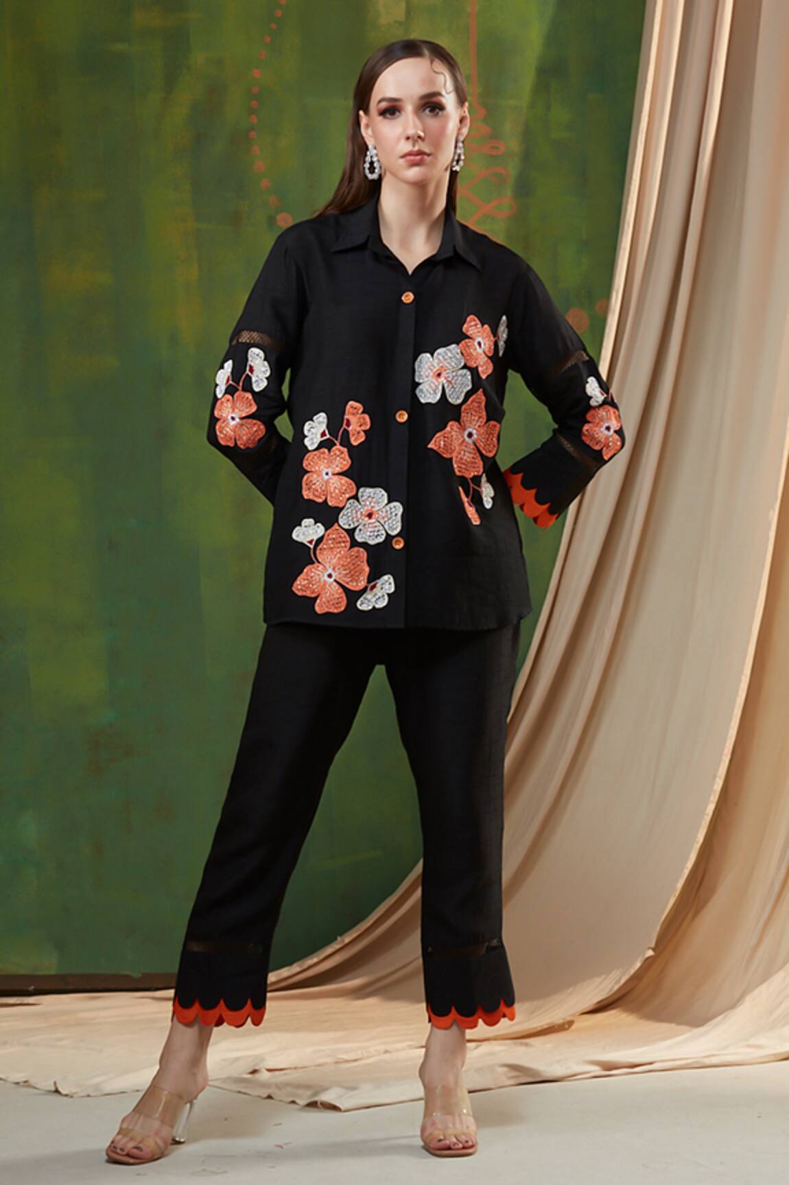 Shagun Nagi The Label Anchor Flower Embroidered Shirt & Pant Set