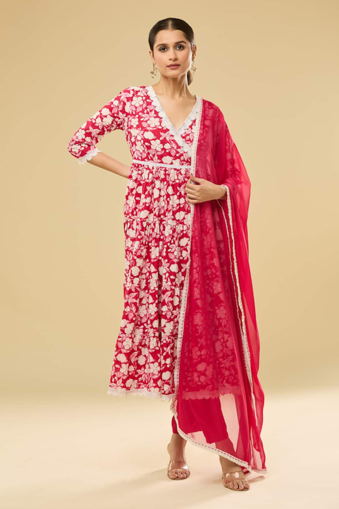 Naintara Bajaj Floral Print Angrakha Anarkali Set 