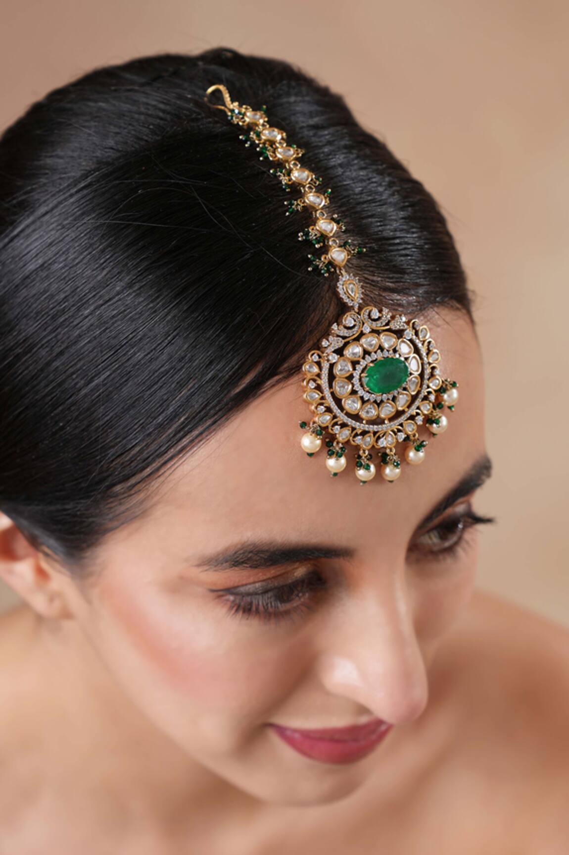 Ekathva Jaipur Polki Embellished Maangtikka 