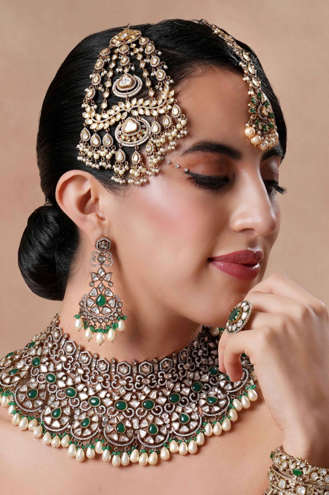 Ekathva Jaipur Polki Embellished Gold Passa 