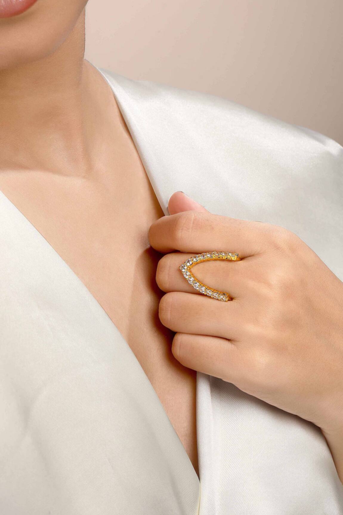 Sica Jewellery Rhodium Gold Plated Biju Vanki Ring 