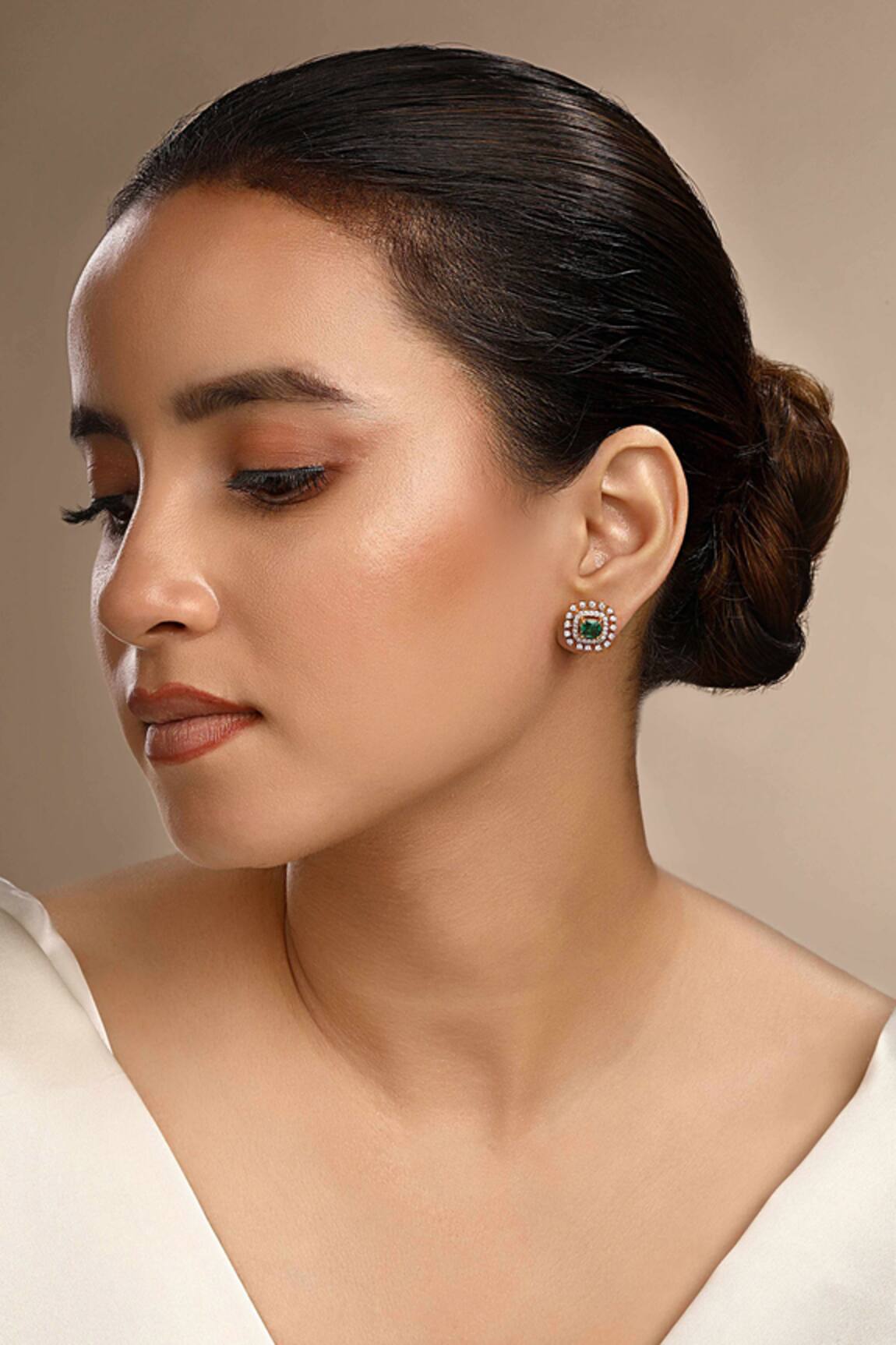 Sica Jewellery Cubic Zirconia & Faux Emerald Quad Studs 