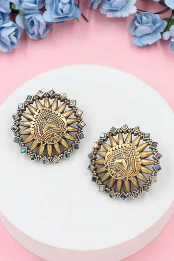 Sangeeta Boochra Gold Tone Kundan Stud Earrings 