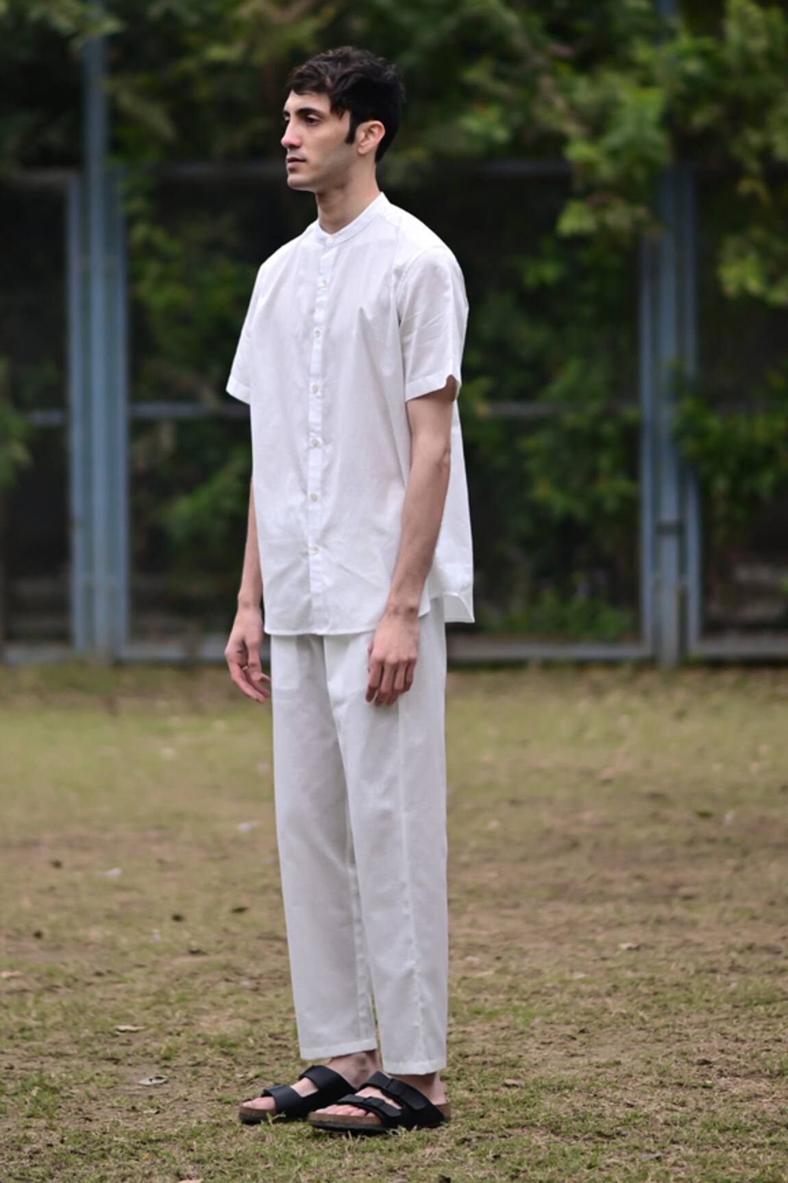 Raas Life White Solid Linen Cotton Shirt & Pant Set 