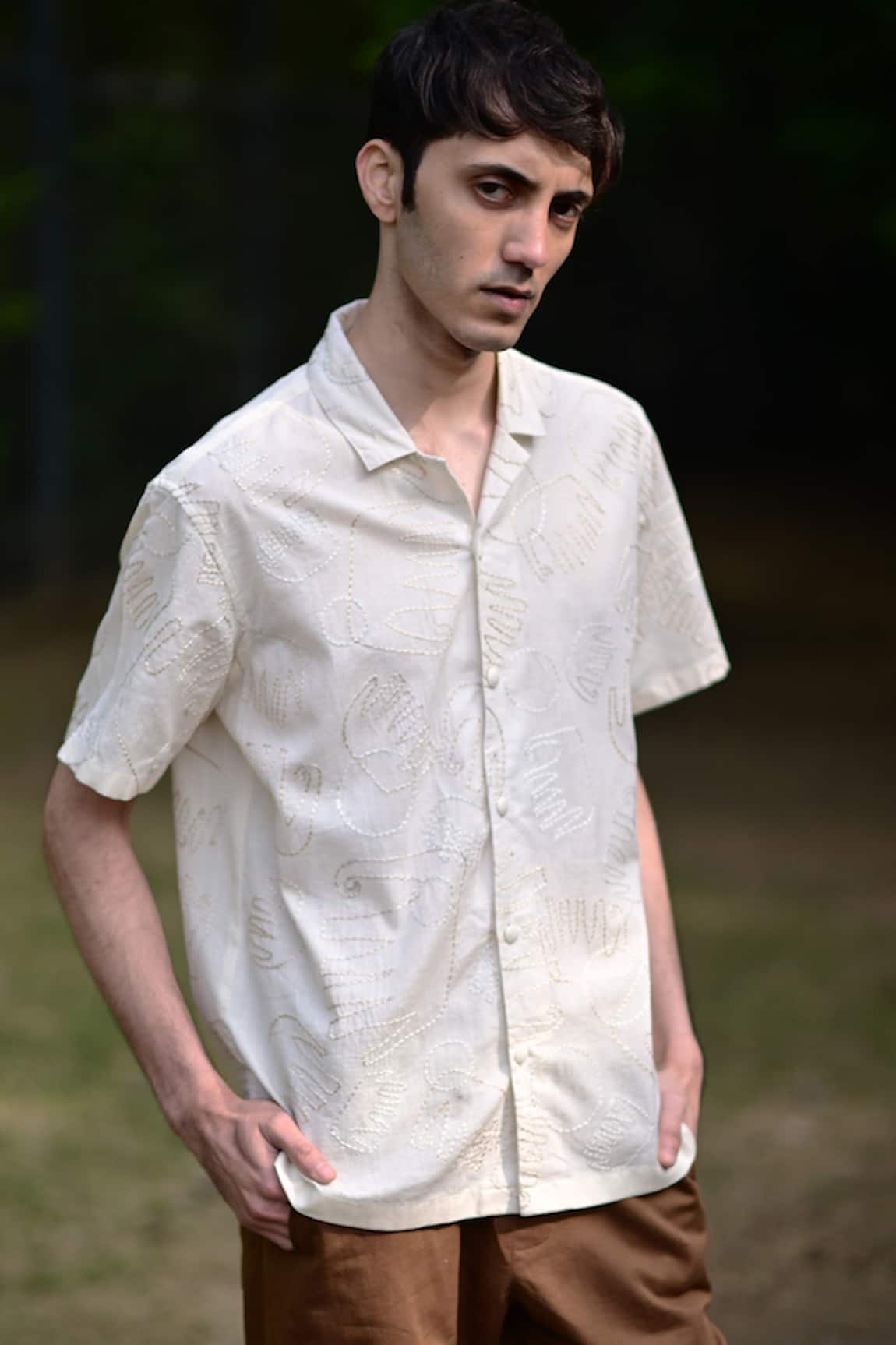 Raas Life Beige Thread Embroidered Shirt 