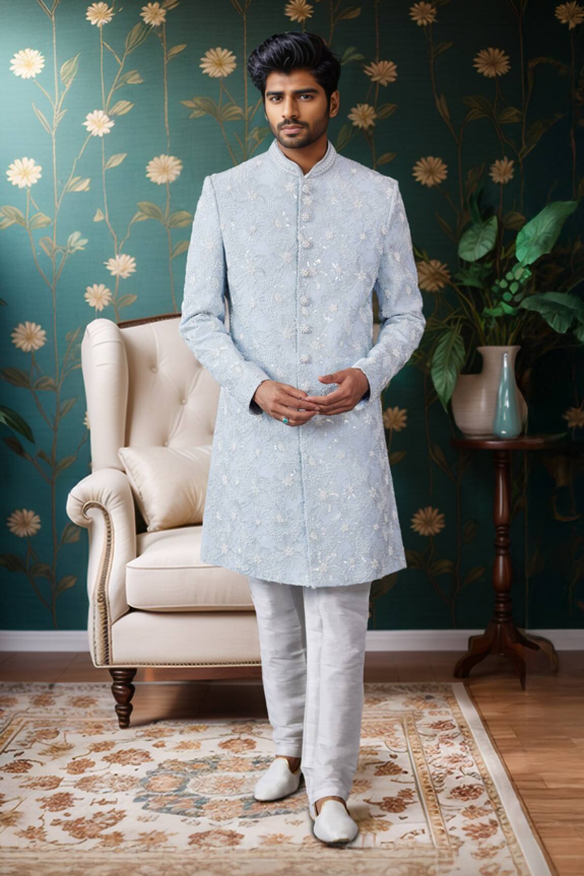 Arihant Rai Sinha Bloom Embroidered Sherwani & Churidar