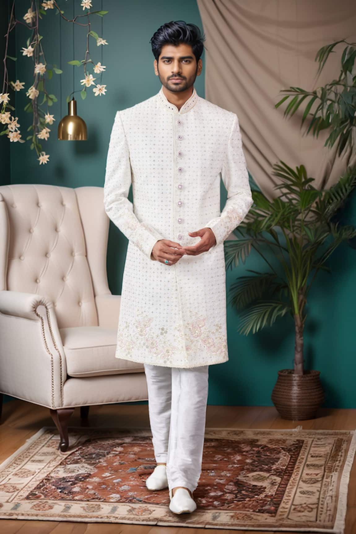 Arihant Rai Sinha Florin Jaal Embroidered Sherwani Set 