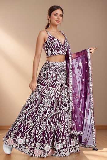 Samyukta Singhania Floral Vine Embroidered Lehenga Set 