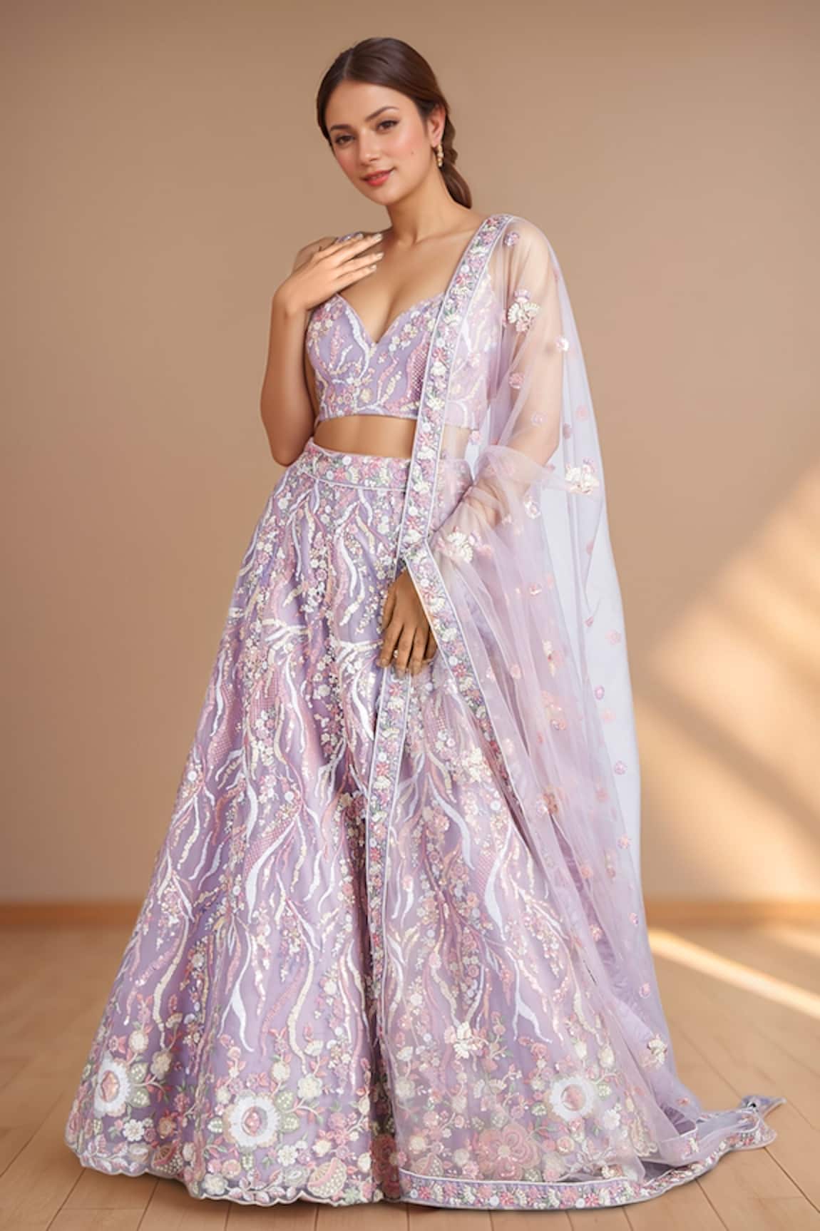 Samyukta Singhania Floral Vine Zari Embroidered Lehenga Set 