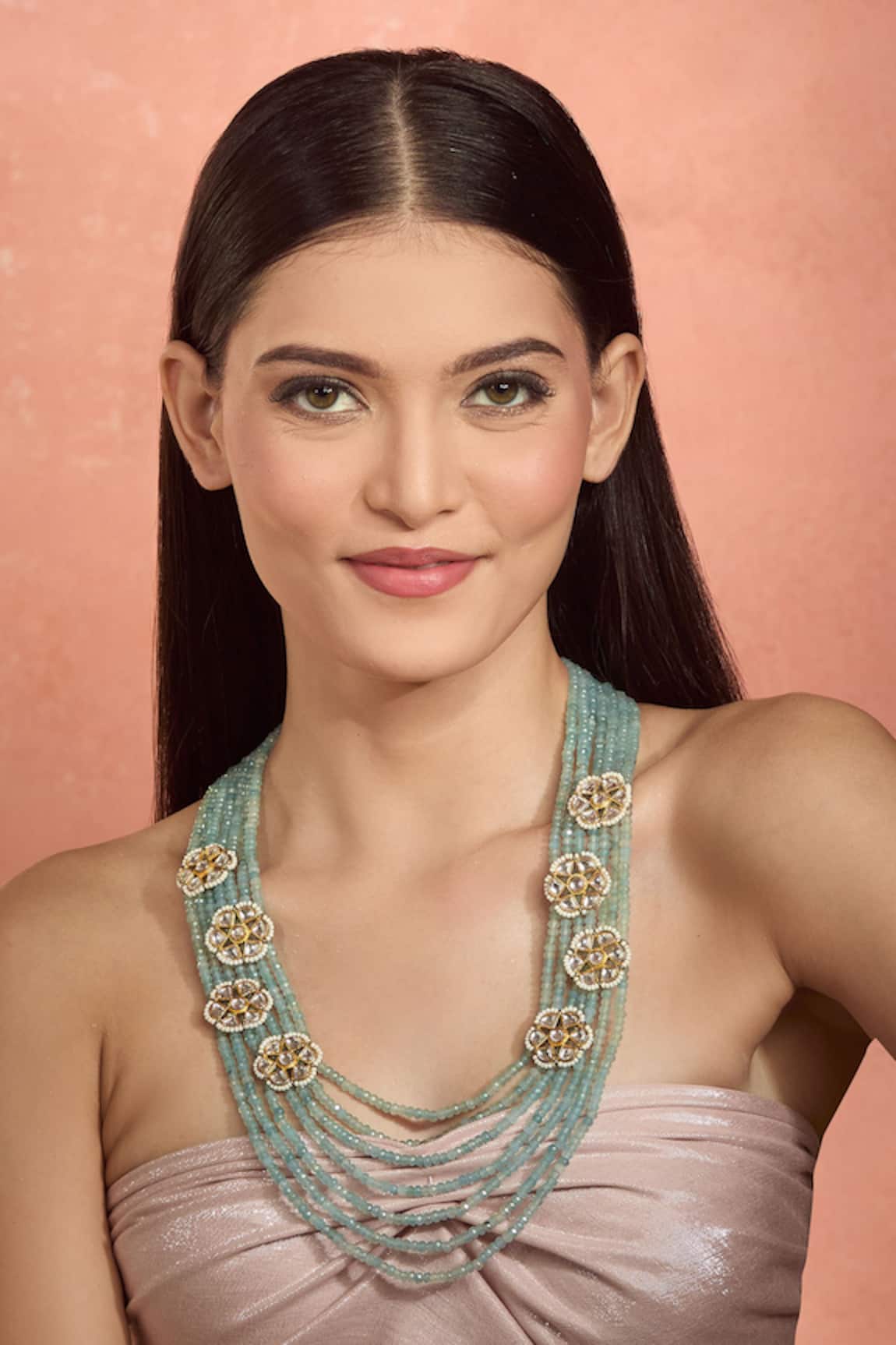 Moh-Maya By Disha Khatri Layered Moissanite Polki Necklace 