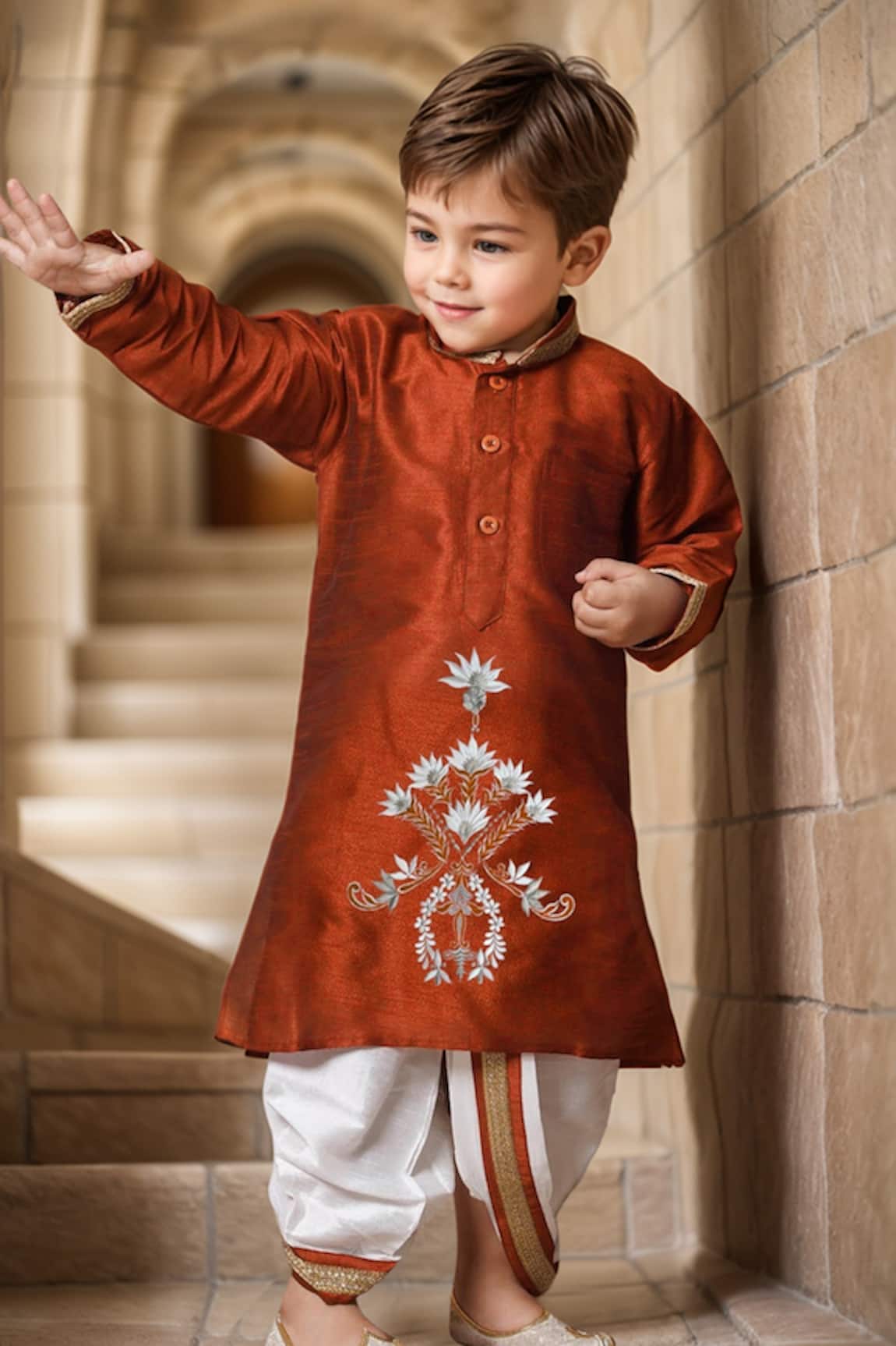 Arihant Rai Sinha Fleur Vine Embroidered Kurta & Dhoti Set 