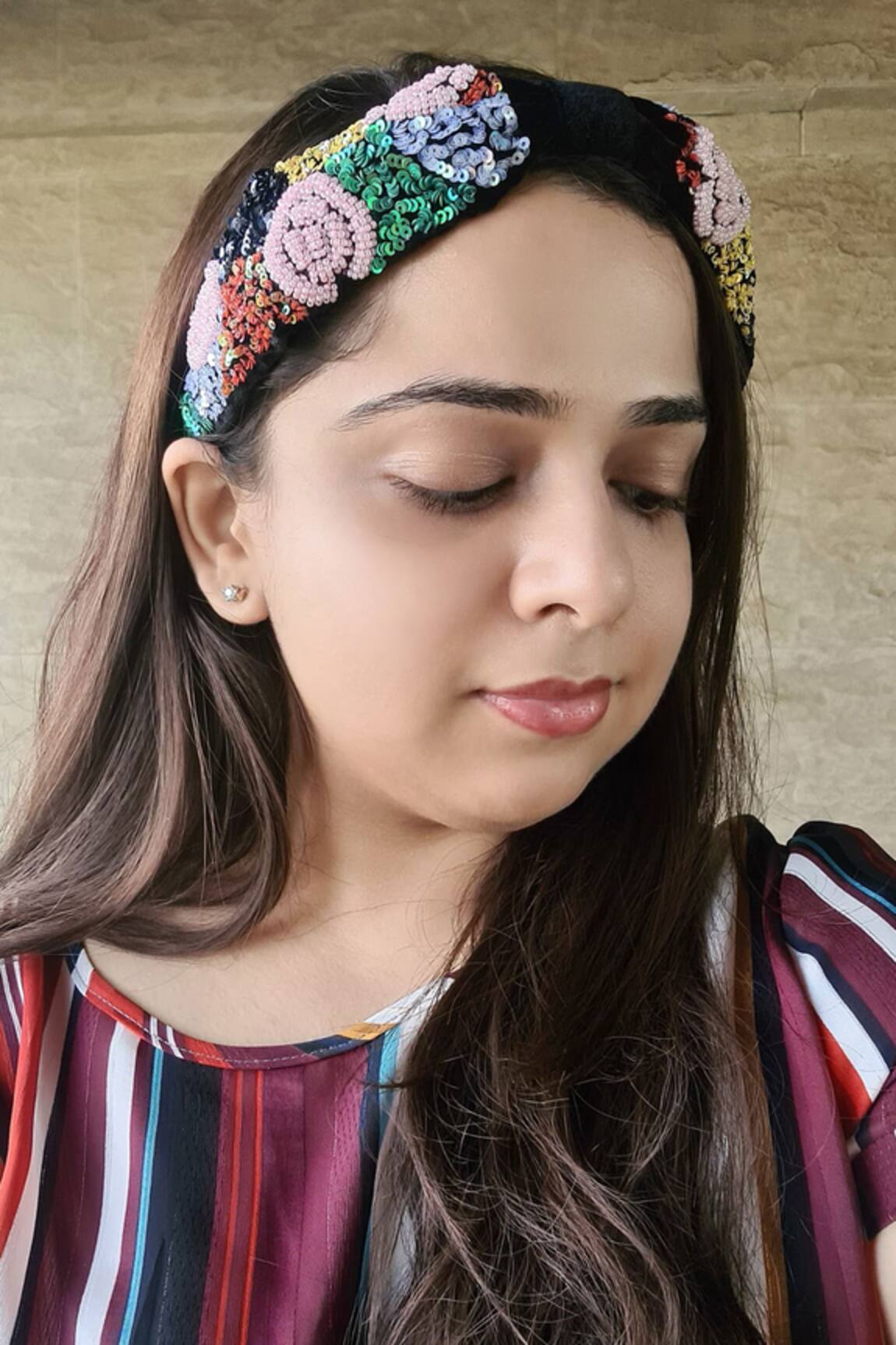 The House Of Aqua Beaded Bloom Designer Headband