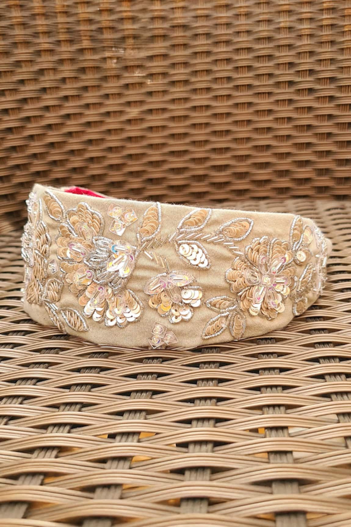The House of Aqua Sequin Bloom Embroidered Headband 
