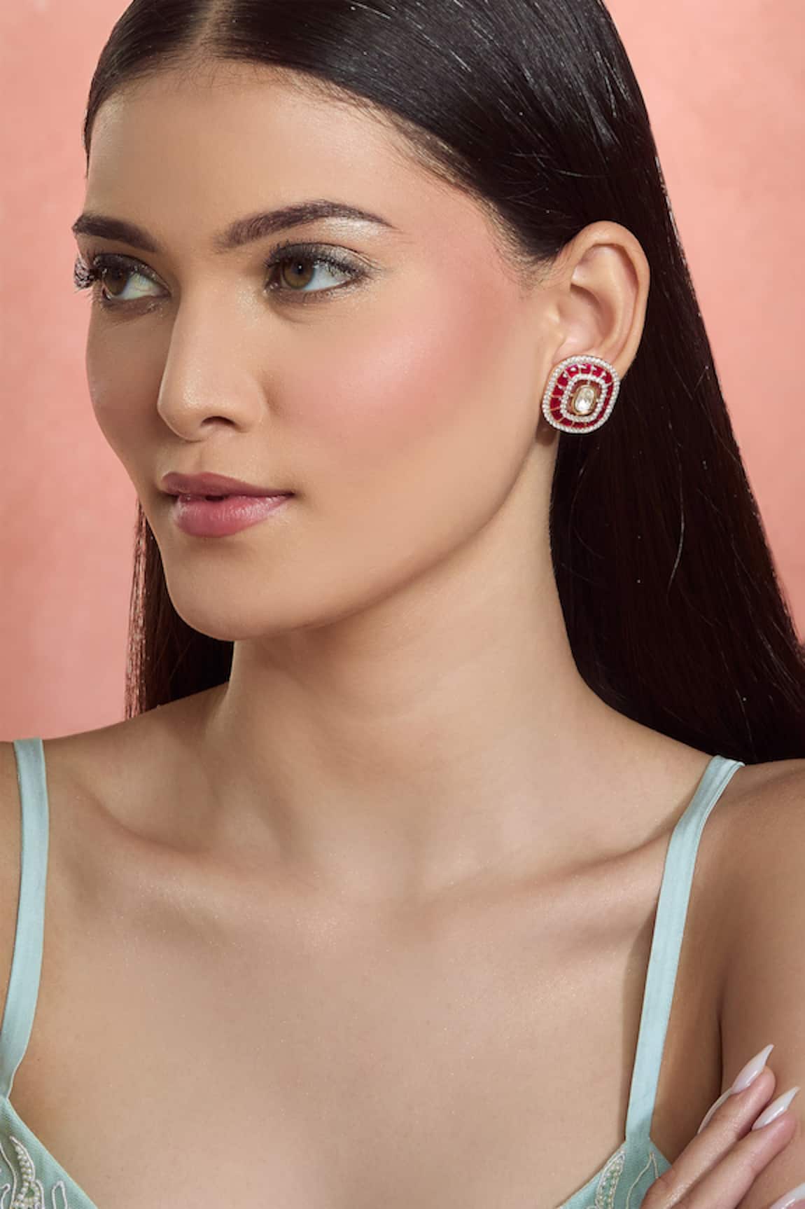 Moh-Maya By Disha Khatri Kundan & Cubic Zirconia Stud Earrings