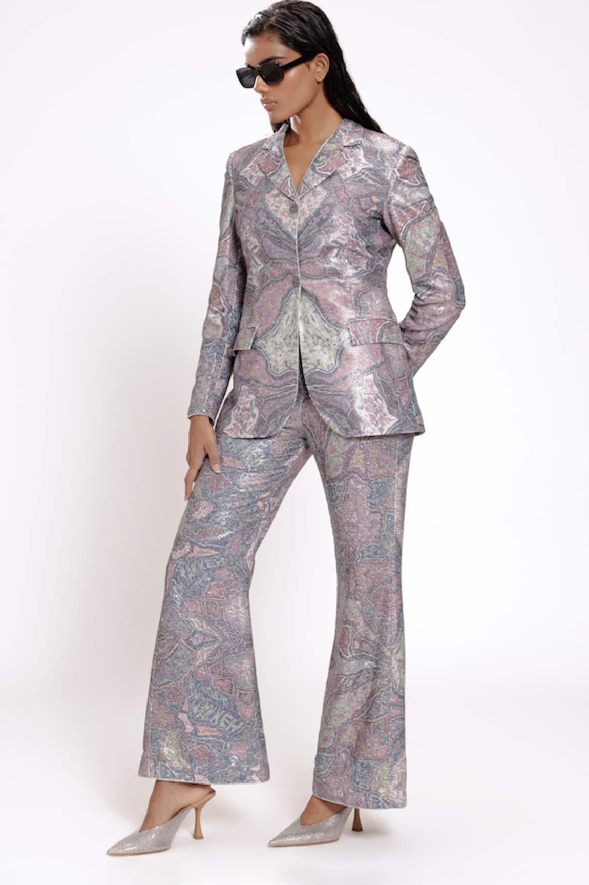 Doh Tak Keh Purple Sequin Bell Bottom Pant 