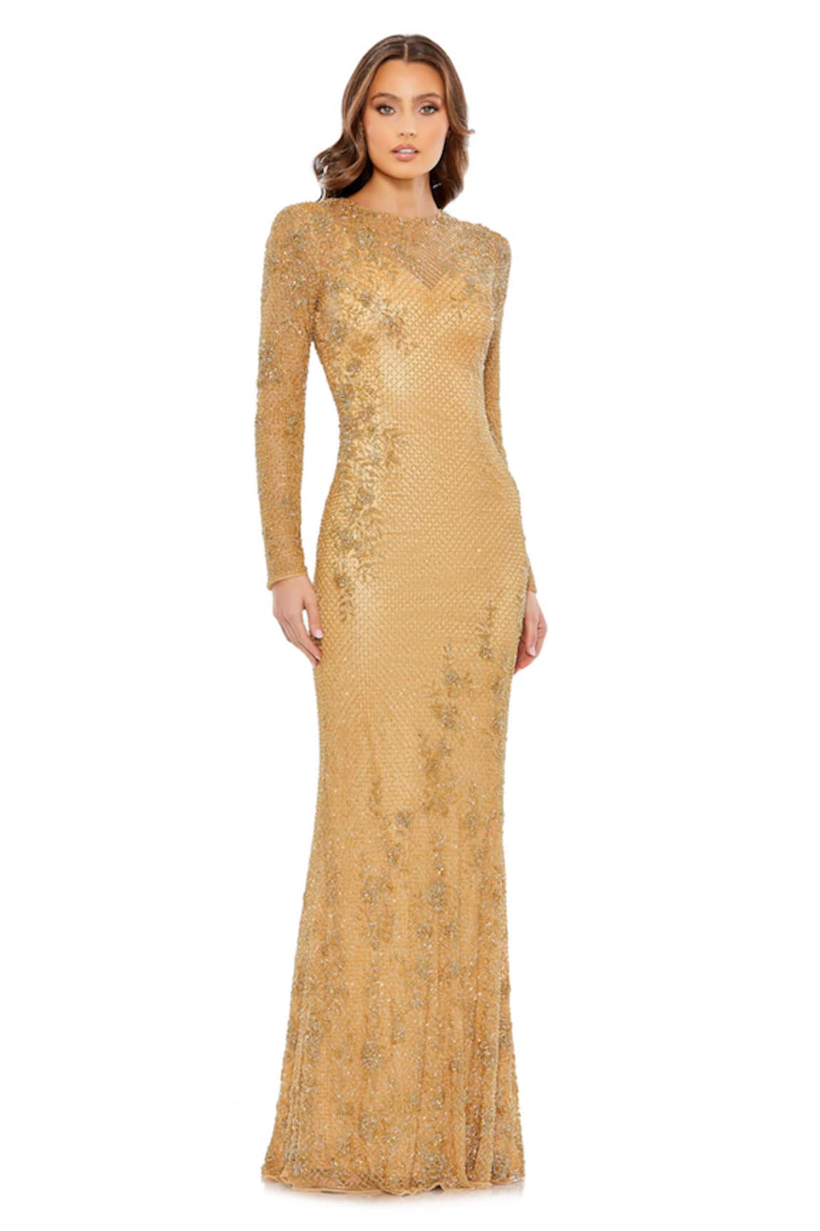 Mac Duggal Floral Sequins Embellished Gown