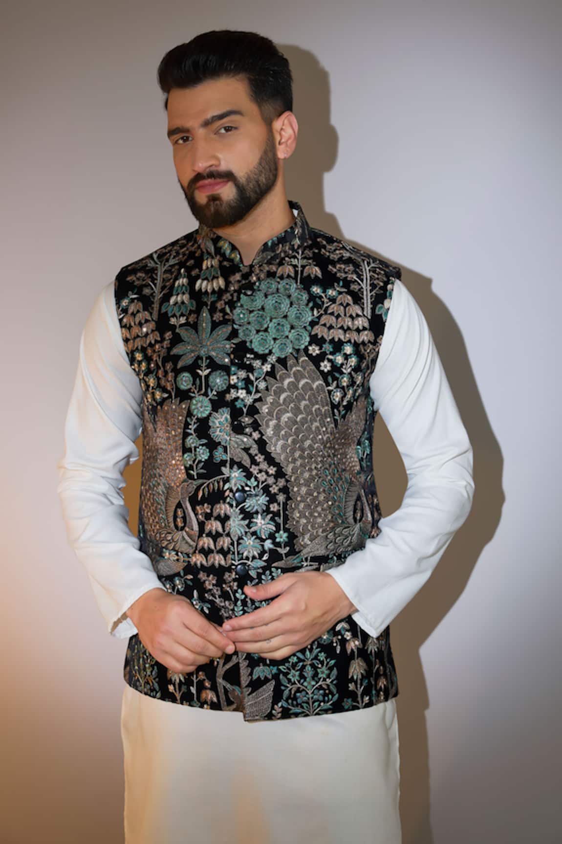 Kasbah Mughal Bagh Embroidered Black Bundi