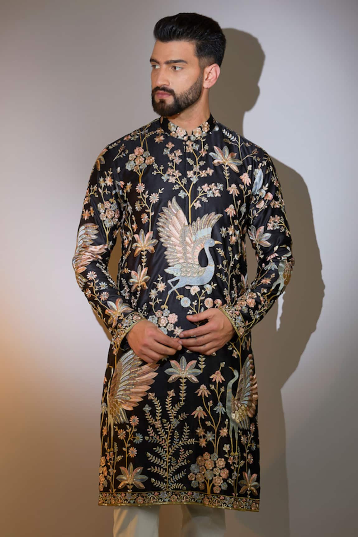 Kasbah Black Bagh Embroidered Kurta 