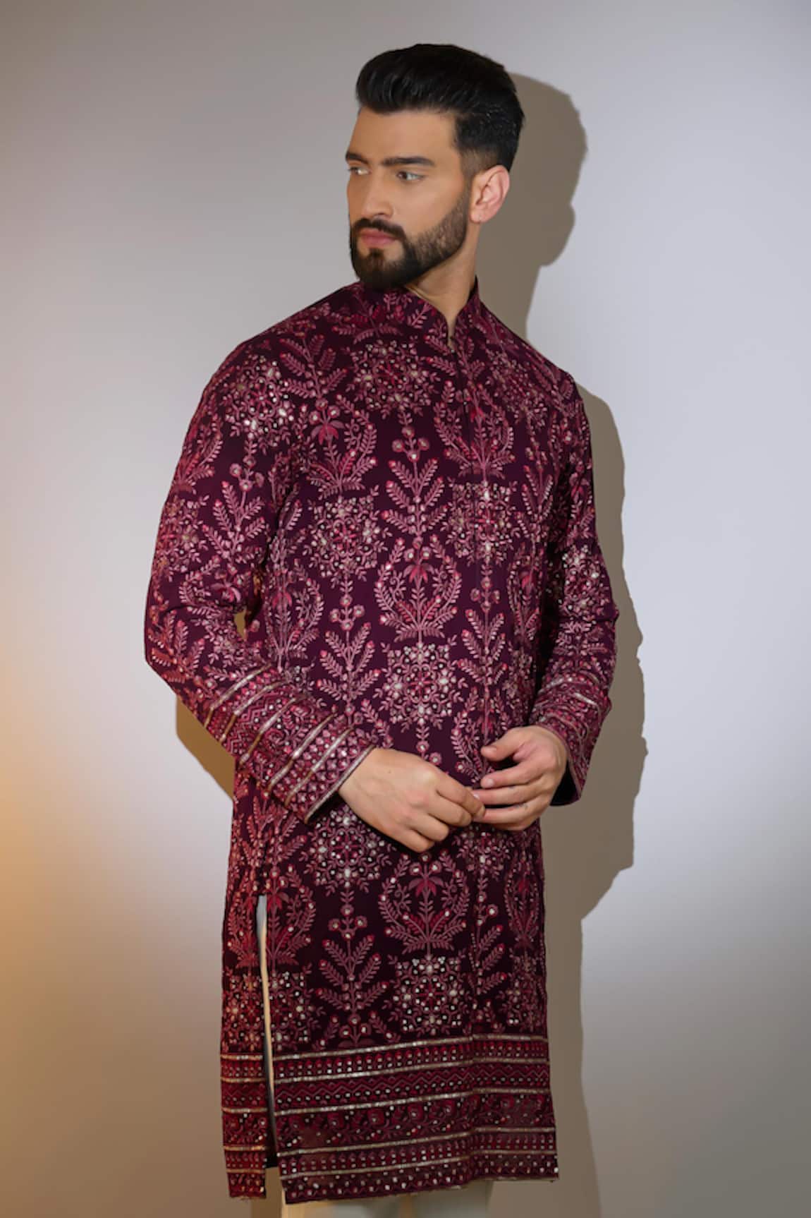 Kasbah Floral Thread Embroidered Kurta 