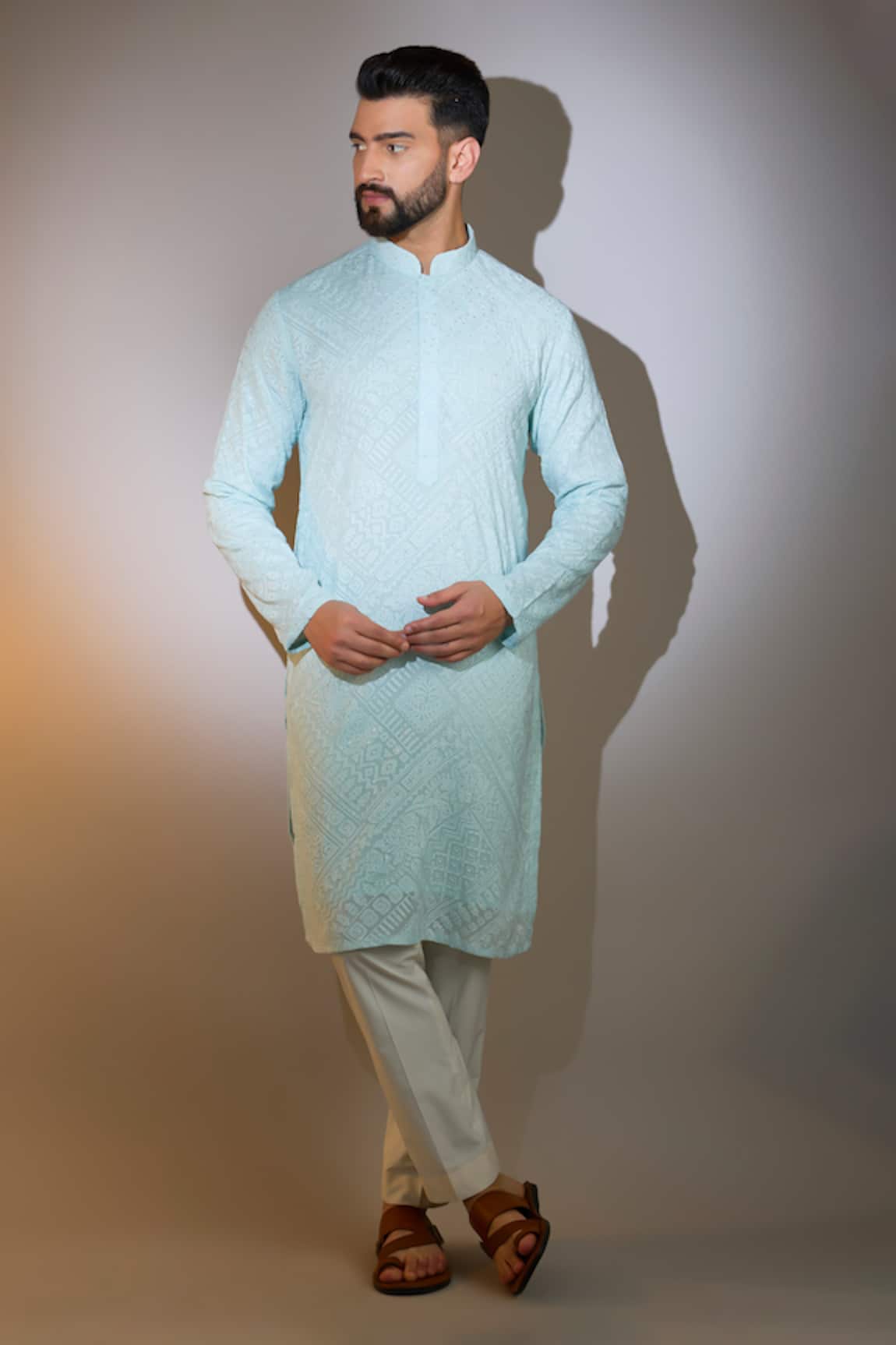 Kasbah Floral Chikankari Embroidered Kurta 
