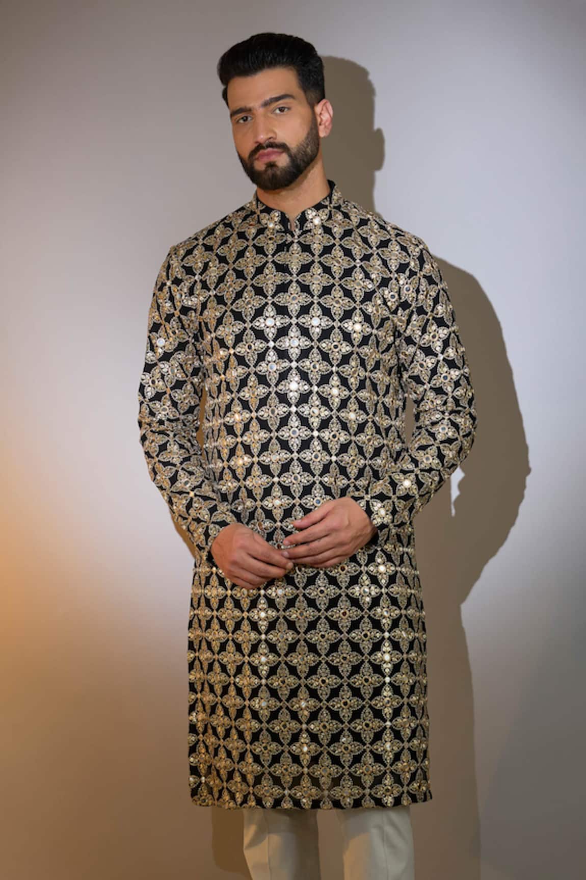 Kasbah Black Zari Embroidered Kurta 