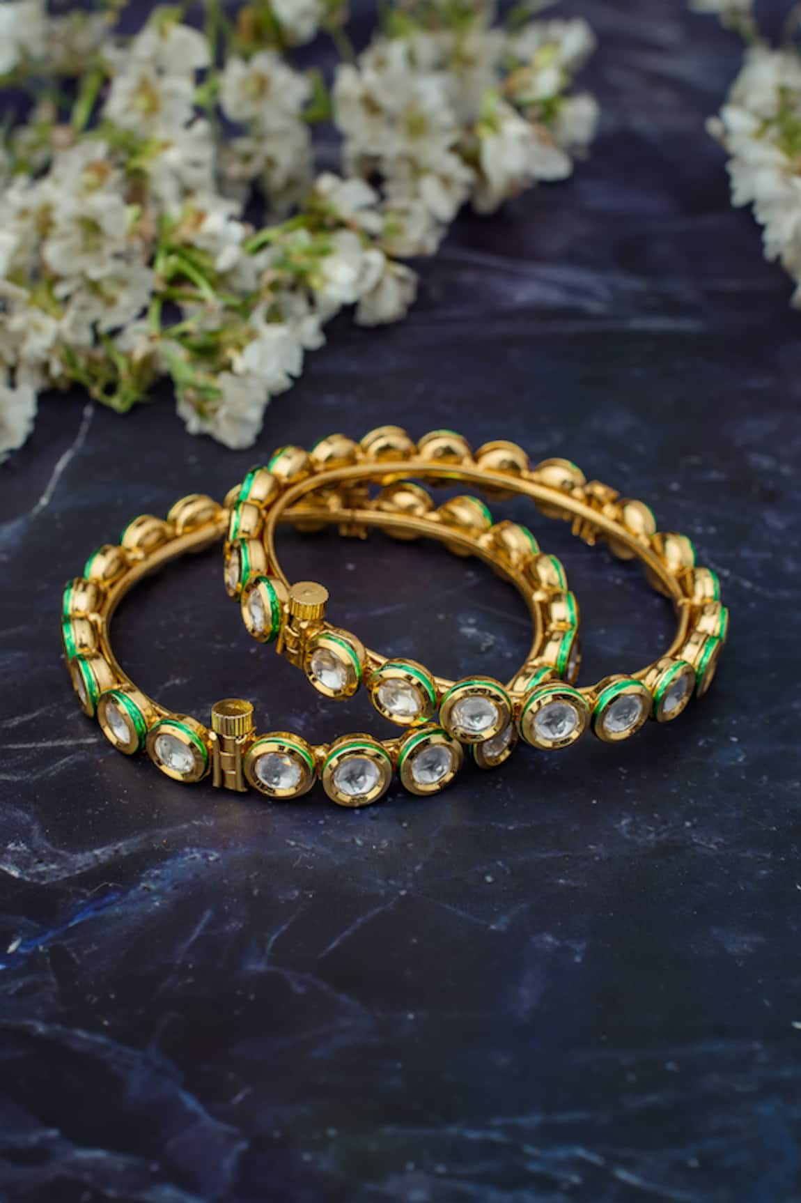 Vivinia By Vidhi Mehra Gold Polki & Kundan Bangles Set