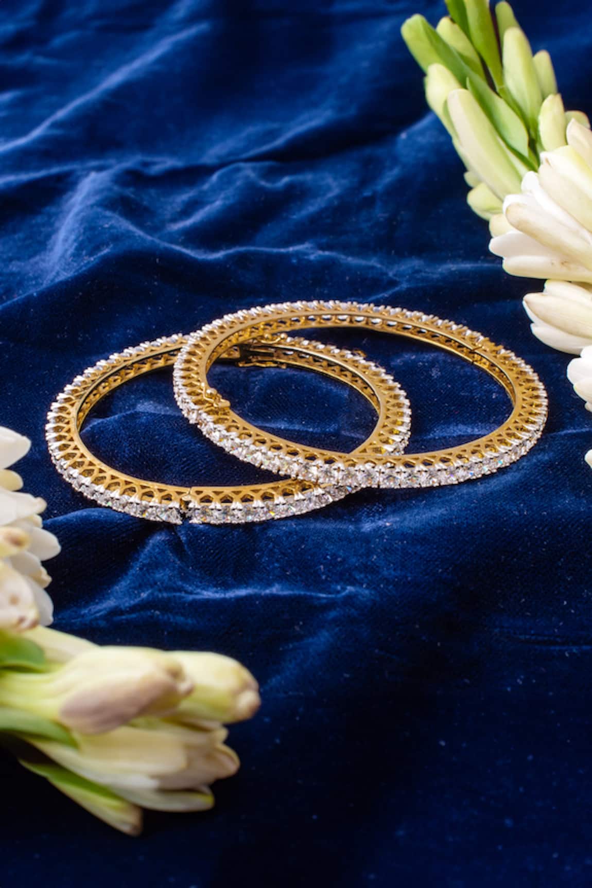 Vivinia By Vidhi Mehra Gold & White Cubic Zirconia Bangles Set