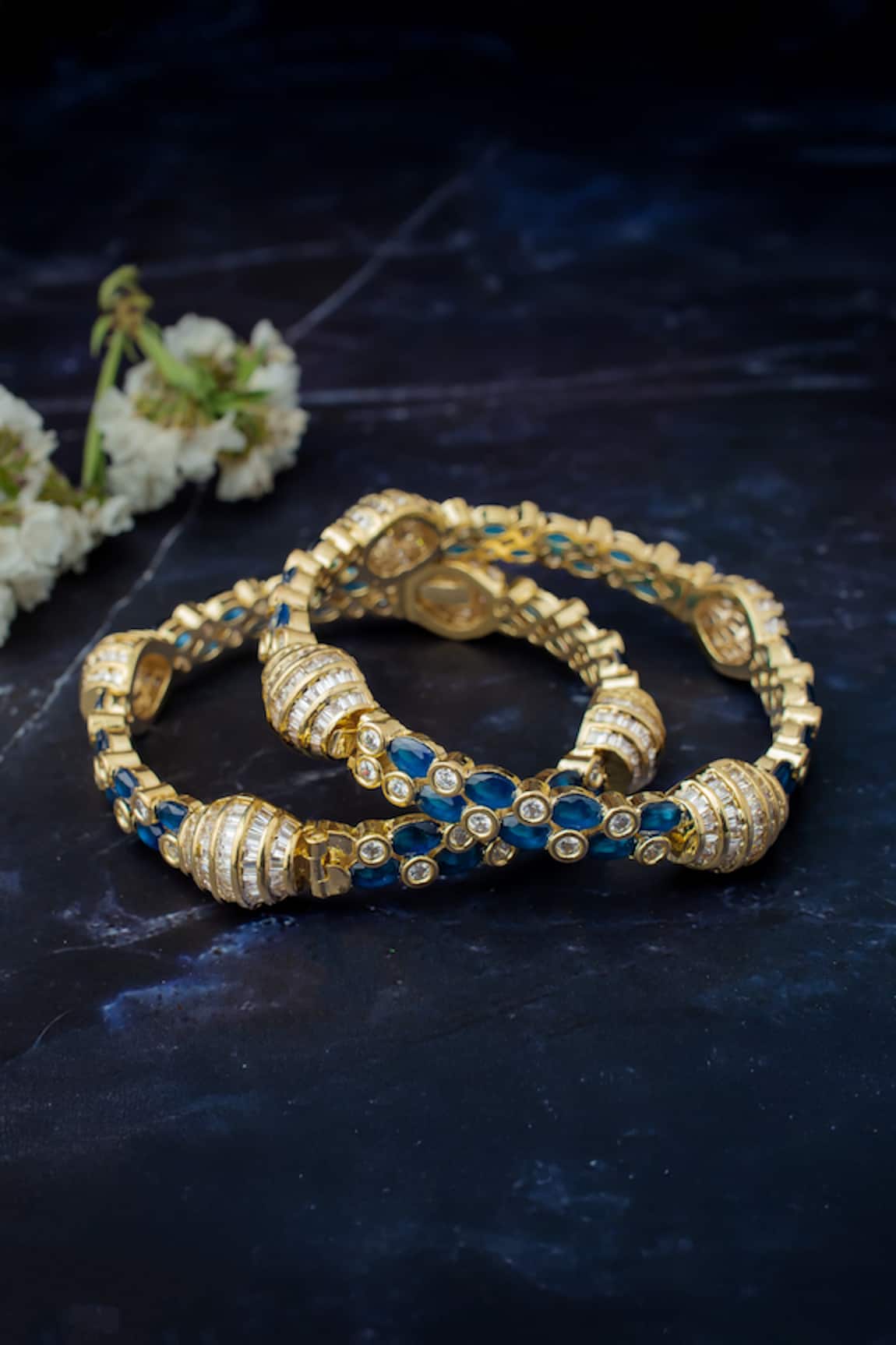 Vivinia By Vidhi Mehra Crystal Gemstone Kada Bangles Set