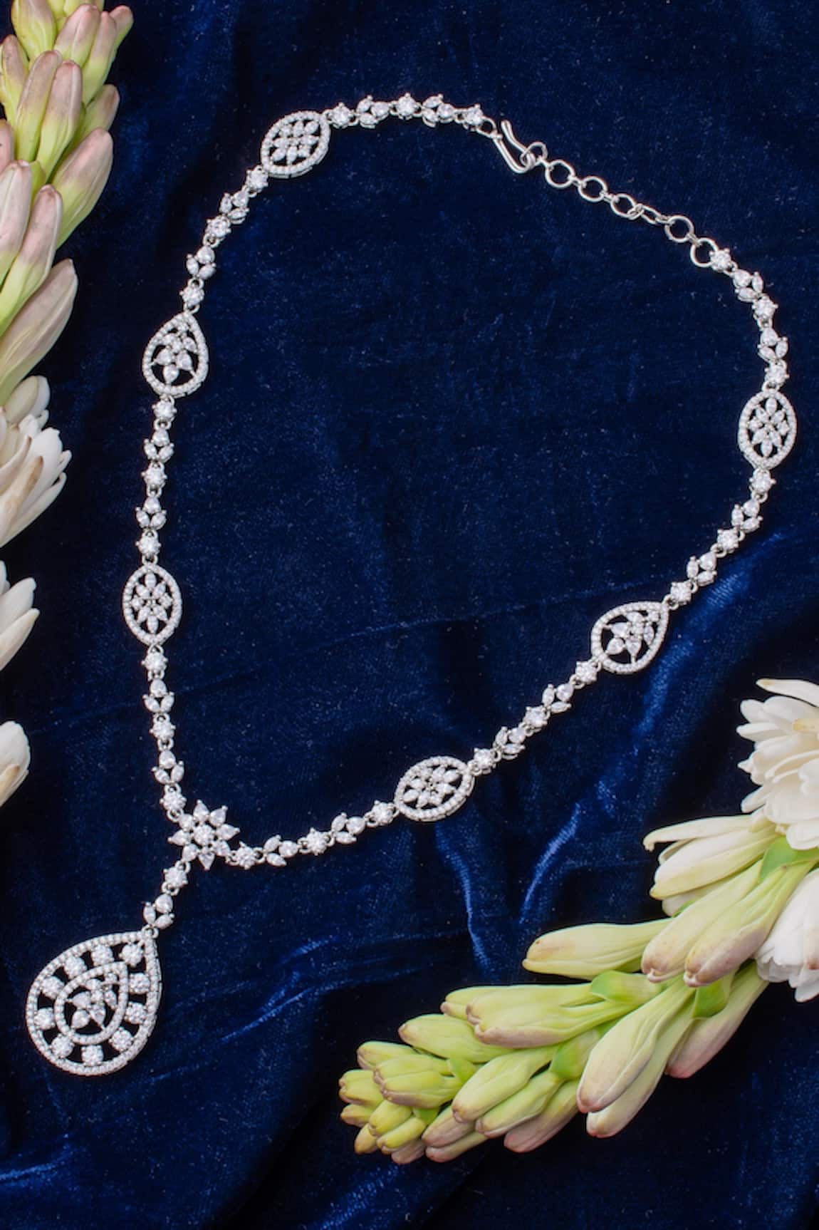 Vivinia By Vidhi Mehra Silver Crystal Pendant Necklace 