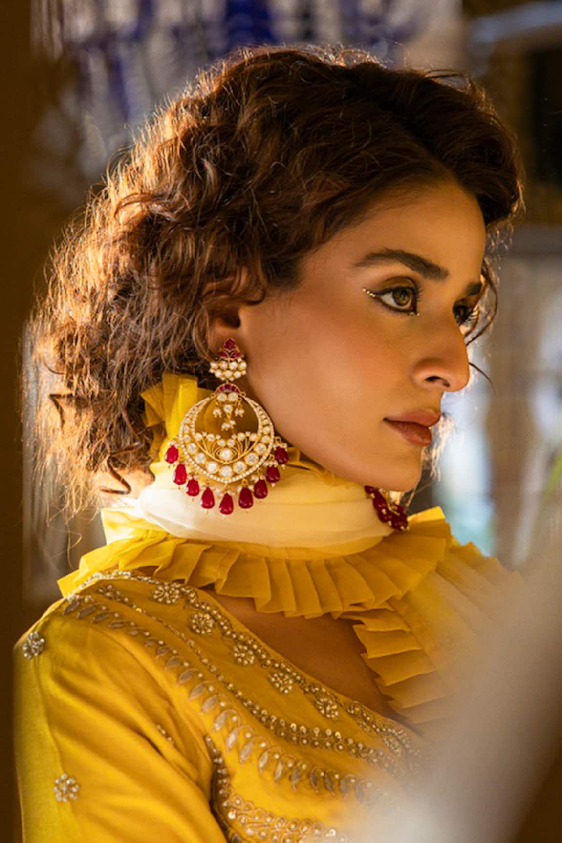 Kicky & Perky Gold Kundan & Bead Chandbalis 