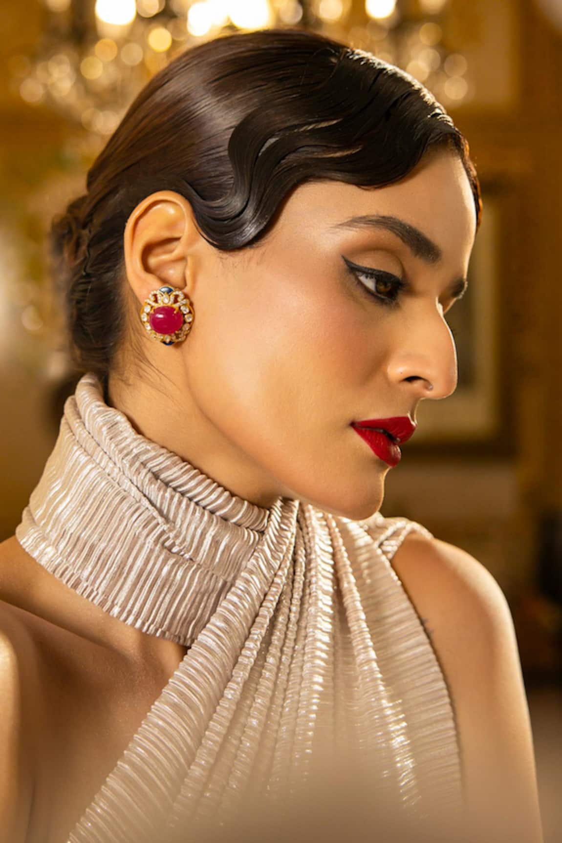 Kicky & Perky Gold Geometric Cutwork Stud Earrings 