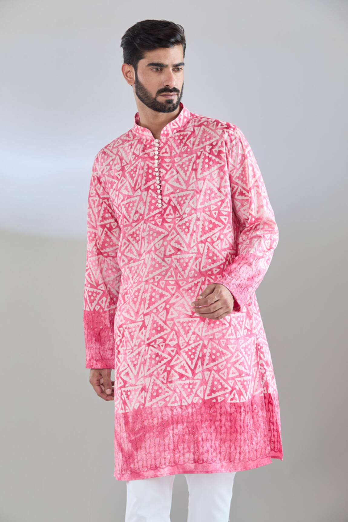 Arihant Rai Sinha Batik Print Deep Pink Kurta 