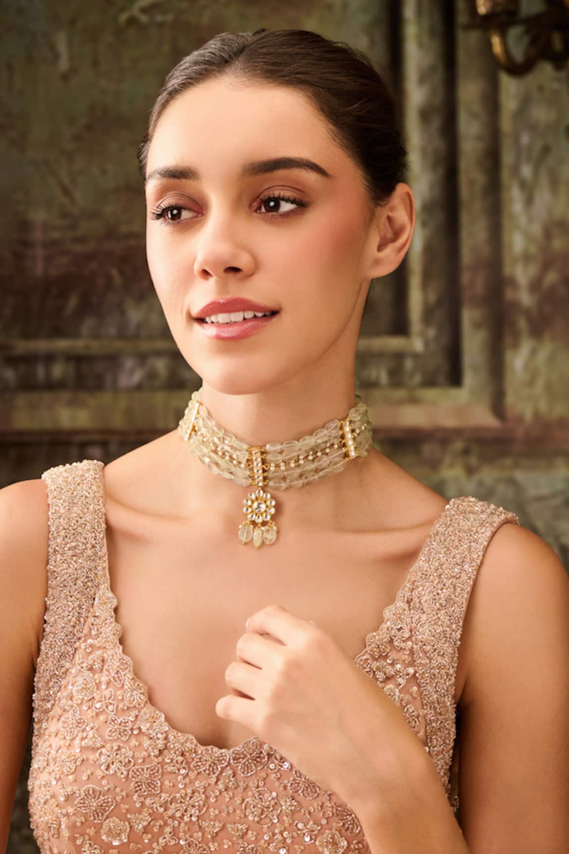 Paisley Pop Kundan Embellished Floral Choker Necklace