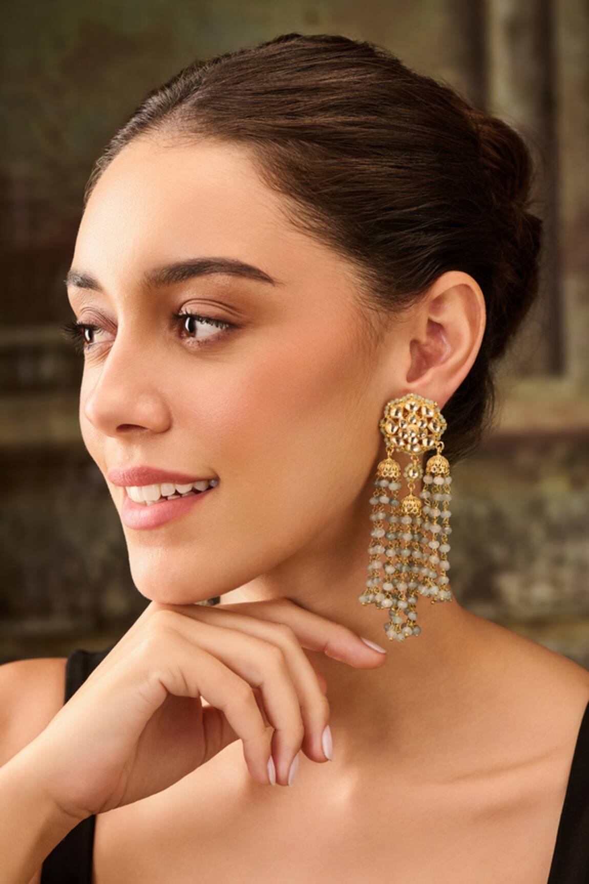 Paisley Pop Kundan Embellished Jhumkas